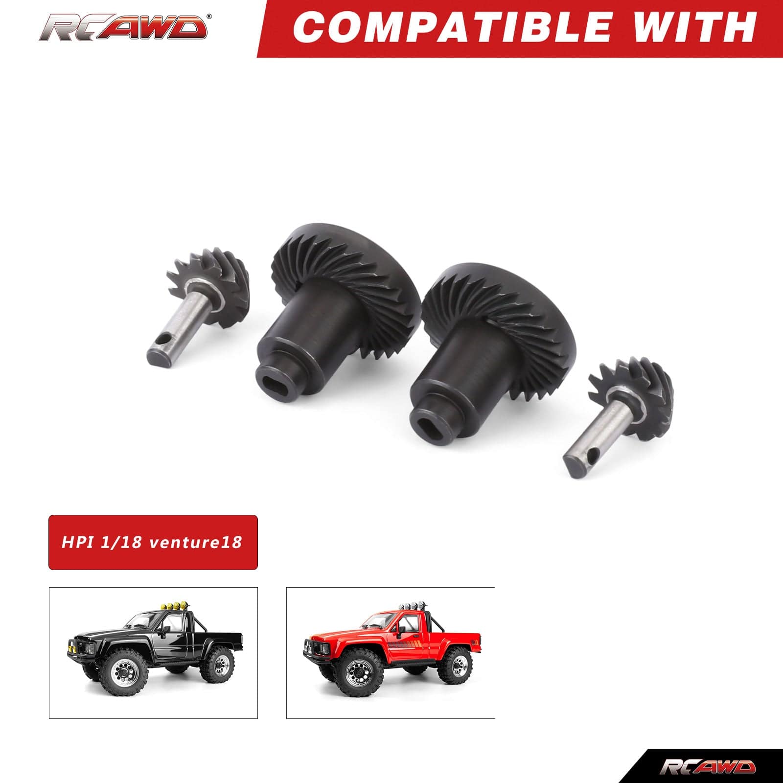 RCAWD HPI 1/18 Venture18 28T Bevel Gear RCAWD HPI Venture18 Front Rear Axle 28T Helical Overdrive Gears With 11T Input Gear