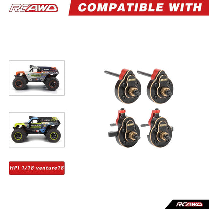 RCAWD HPI 1/18 Venture18 Black RCAWD HPI Venture18 Front Rear Portal Axle Steering Set with CounterWeight