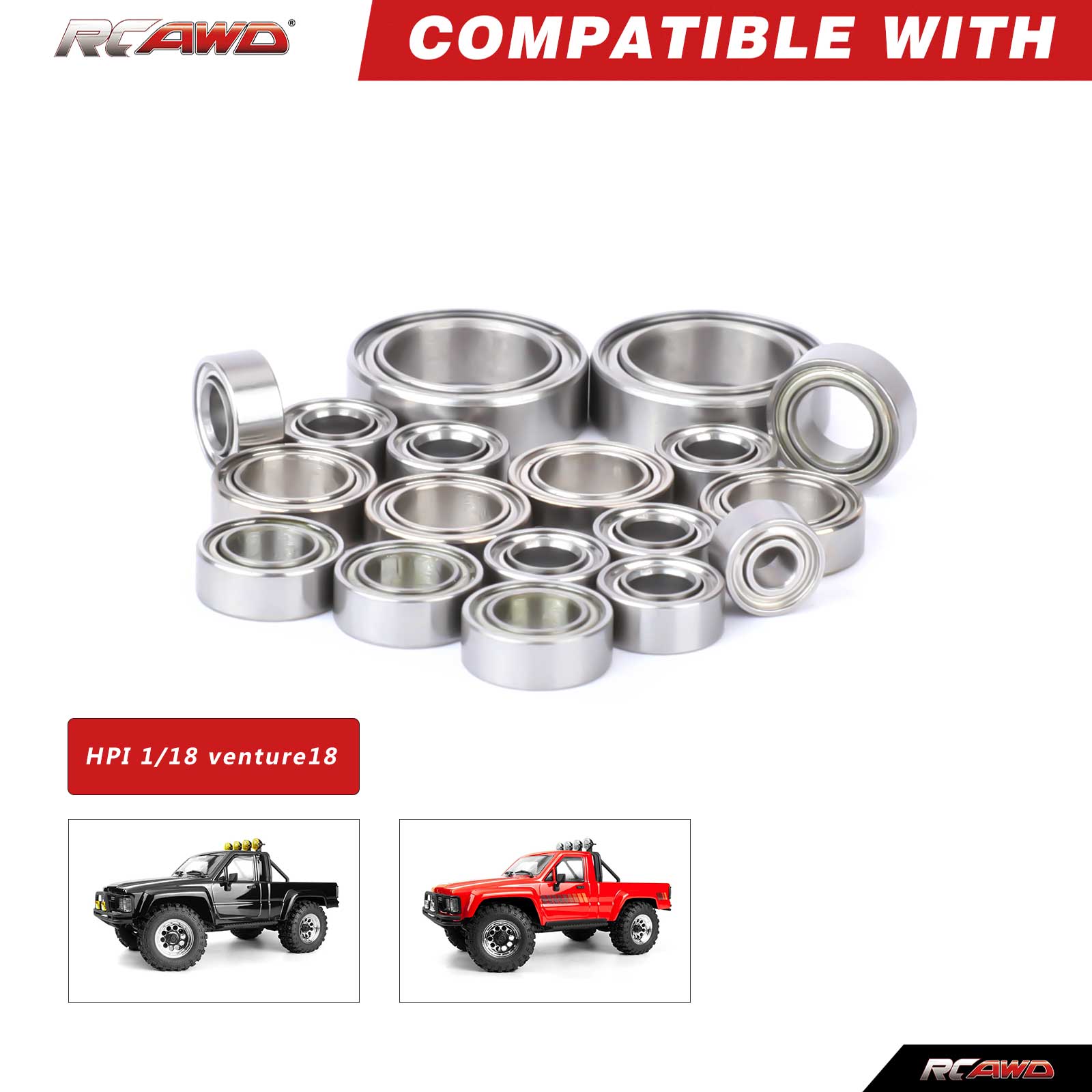 RCAWD HPI 1/18 Venture18 High Speed Sealed Bearing RCAWD HPI Venture18 Complete Ball Bearing Set