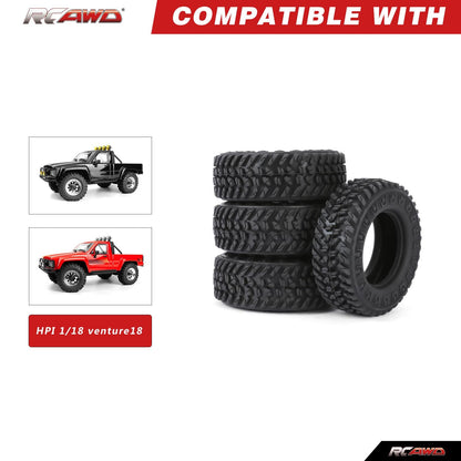 RCAWD HPI 1/18 Venture18 Rubber Rock Wheel Tires RCAWD HPI Venture18 55MM 1.2" Rock Wheel Tires 4pcs