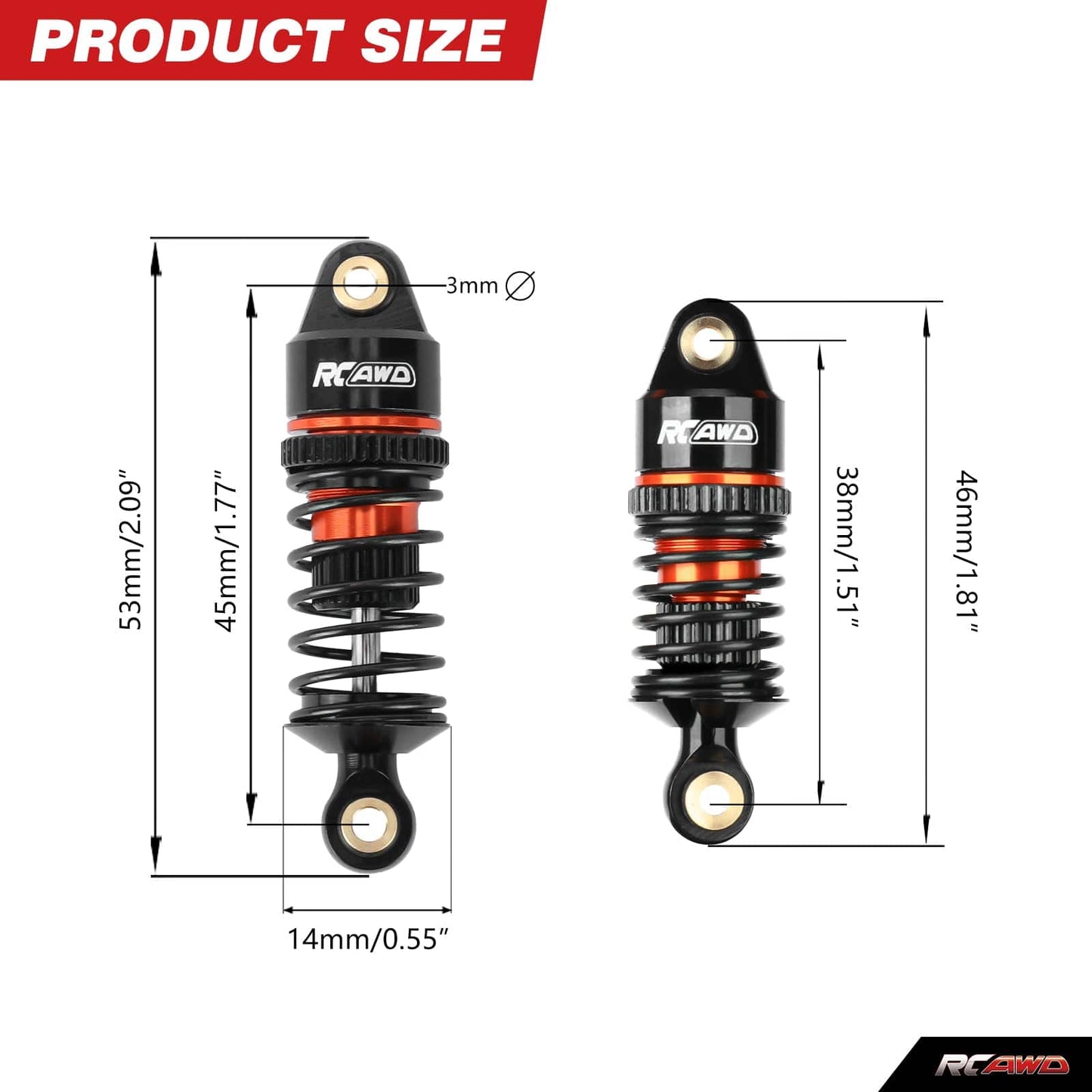 RCAWD Losi 1/12 NASCAR RCAWD LOSI NASCAR Front Rear Shock Absorbers Damper 4PCS