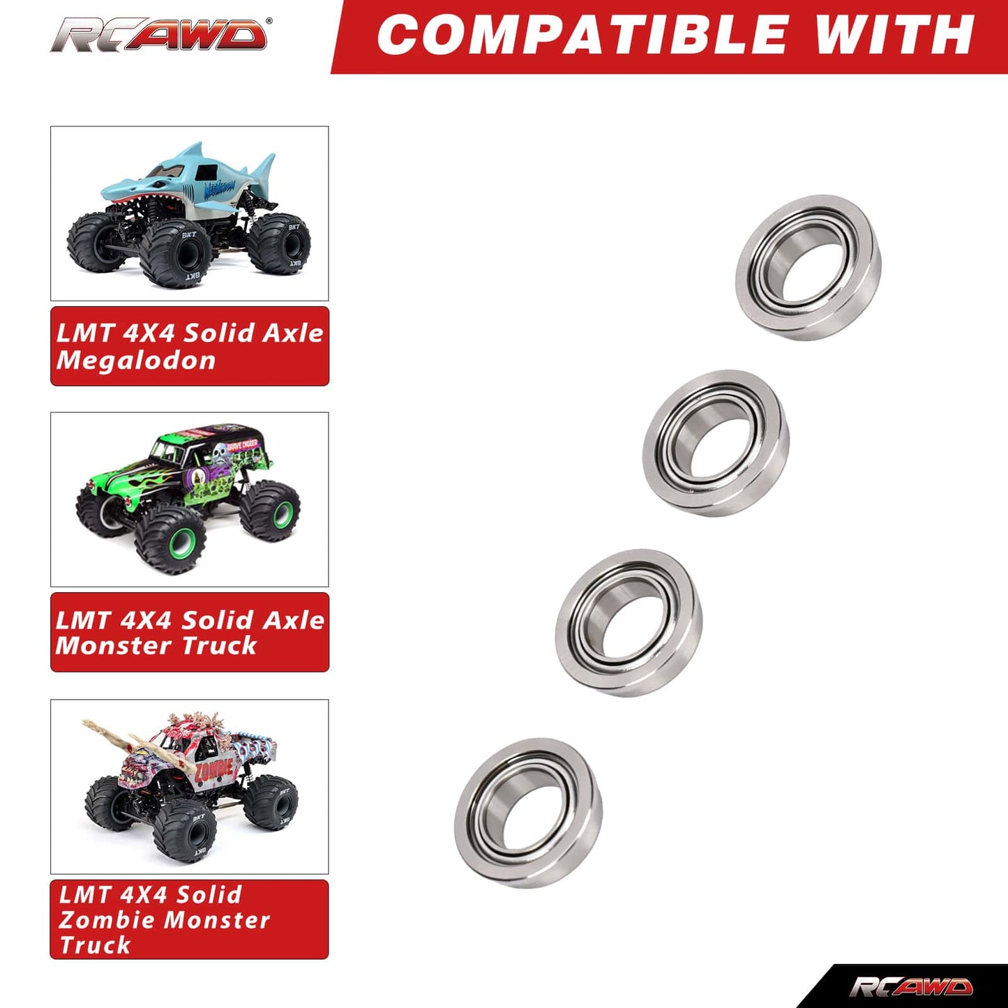 RCAWD Losi 1/18 Mini LMT 5x8x2.5mm RCAWD LOSI Mini LMT 5x8x2.5mm Flanged Bearings 4PCS