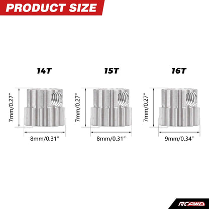 RCAWD Losi 1/18 Mini LMT RCAWD LOSI MINI LMT M0.5 2.0 Bore Pinion Gear 14T 15T 16T Set