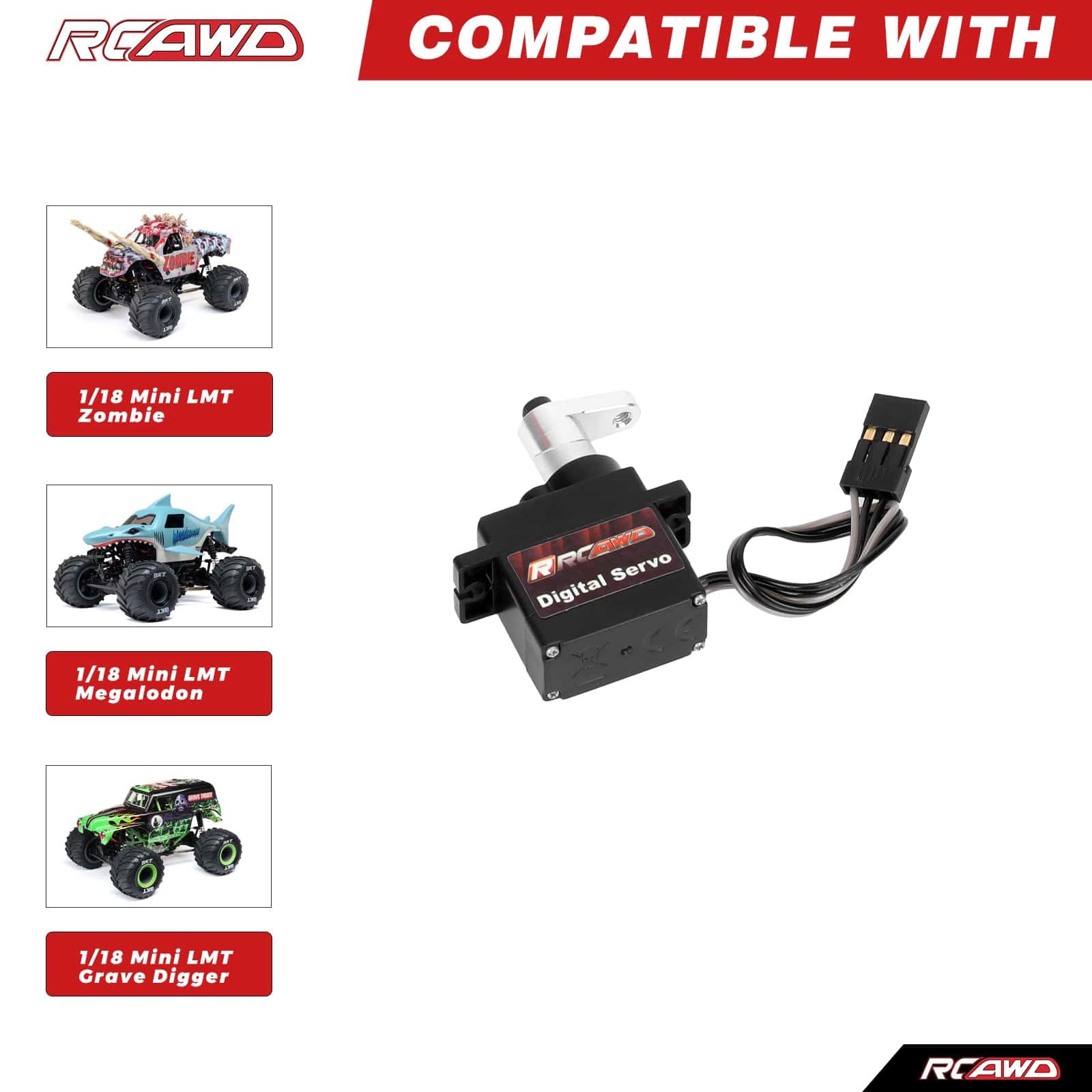 RCAWD Losi 1/18 Mini LMT RCAWD LOSI MINI LMT Metal Gear Servo with 20T Buffer Servo Save Arm Set