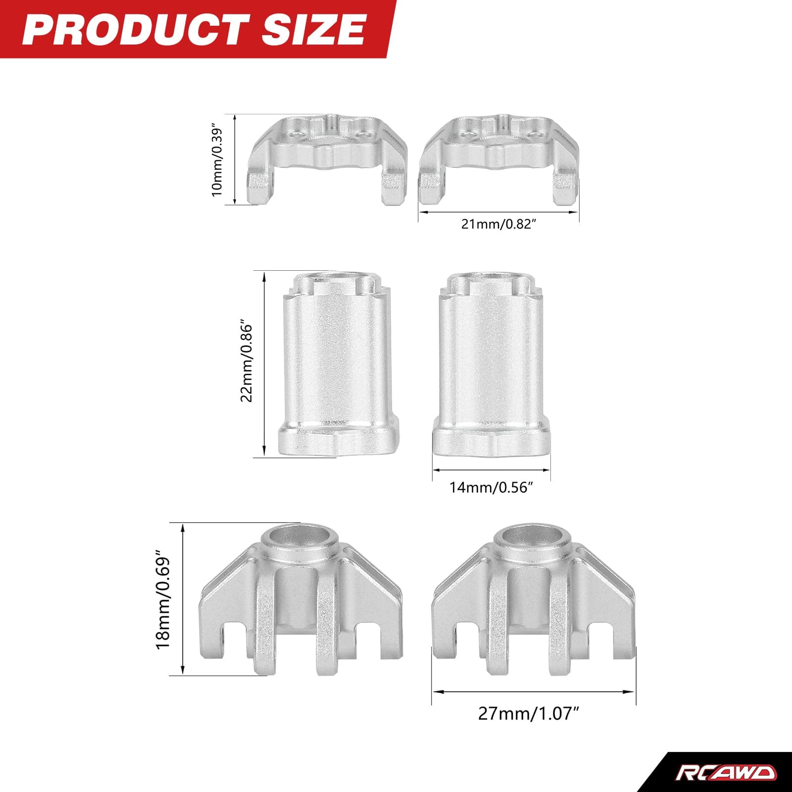 RCAWD losi 1/18 Mini LMT RCAWD LOSI MINI LMT Steering Cup Rear Hubs C Hubs Spindle Carrier Set