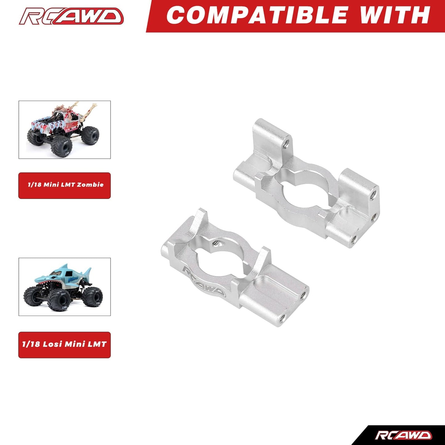 RCAWD Losi 1/18 Mini LMT Silver RCAWD LOSI MINI LMT Front Rear Body Post Mounts