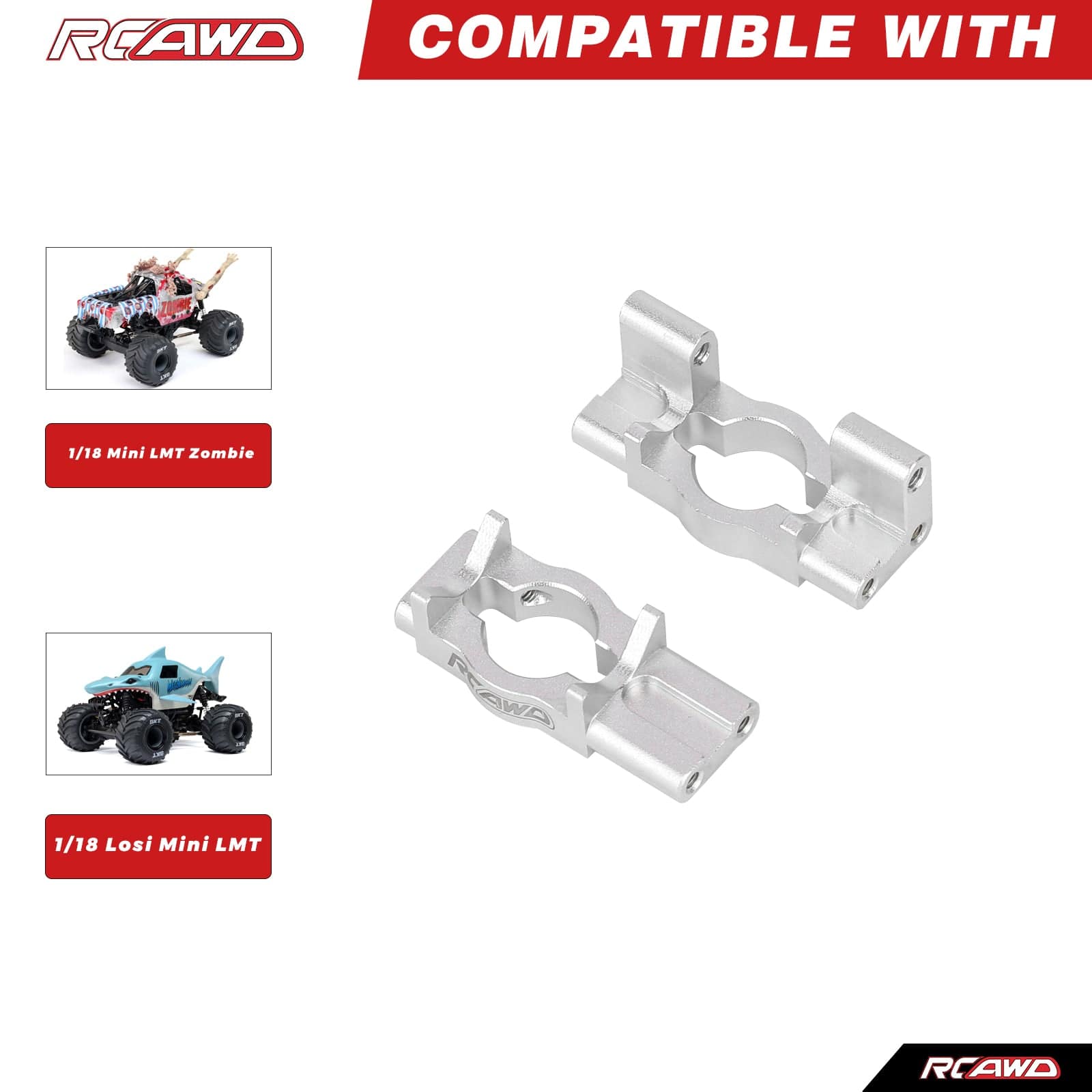 RCAWD Losi 1/18 Mini LMT Silver RCAWD LOSI MINI LMT Front Rear Body Post Mounts