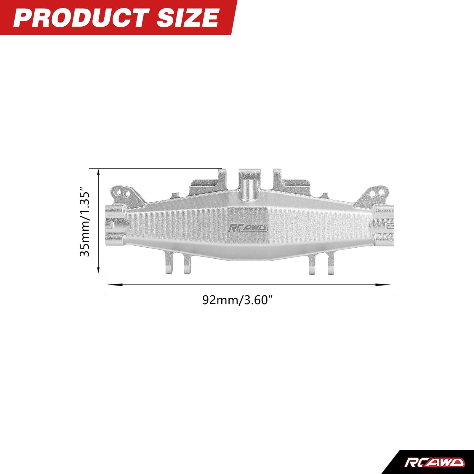 RCAWD Losi 1/18 Mini LMT Silver RCAWD LOSI MINI LMT Front Rear GearBox Axle Housing