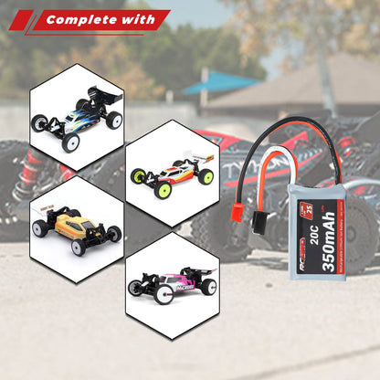 RCAWD Losi 1/24 MICRO-B 2S 2WD 7.4V 350mAh 2.59Wh 20C 2S RCAWD LOSI 1/24 MICRO-B 2S 7.4V 350mAh Battery Set With PH2.0 Plug