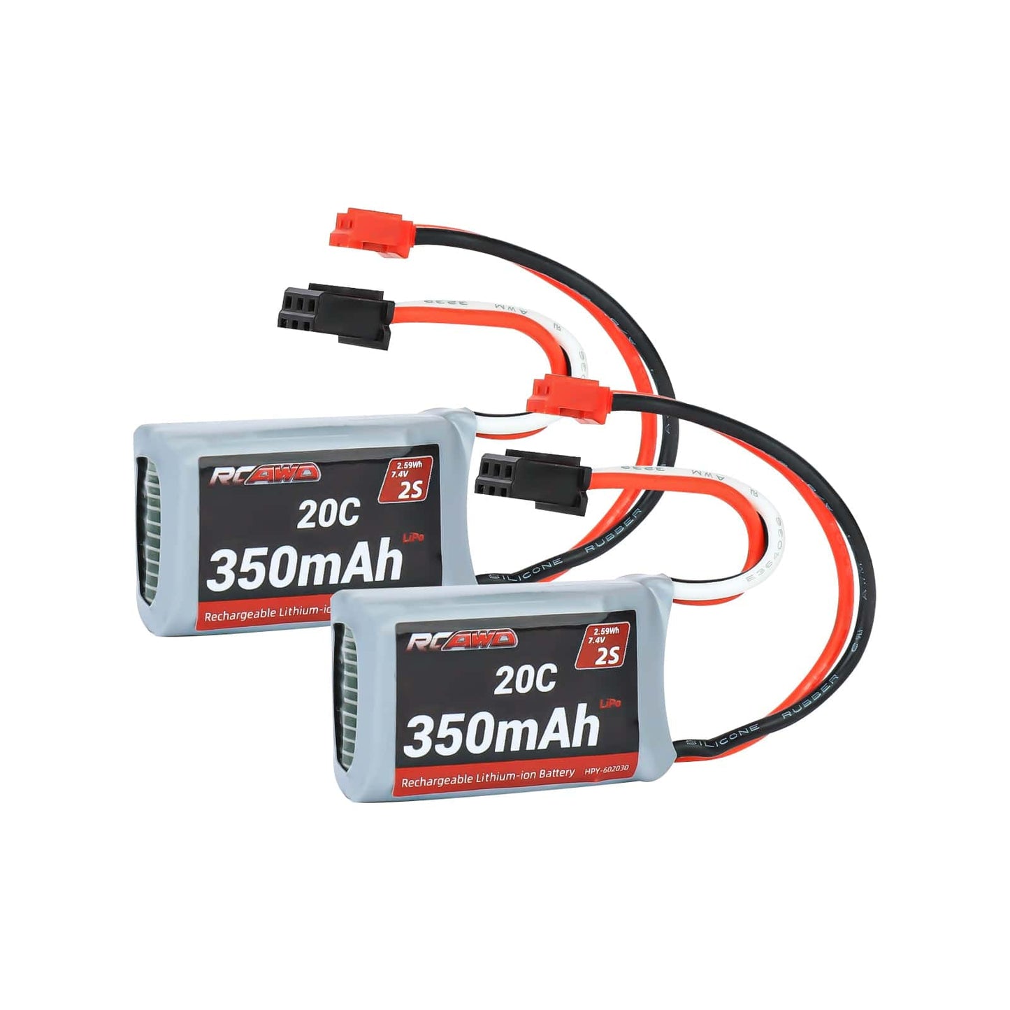 RCAWD Losi 1/24 MICRO-B 2S 2WD 7.4V 350mAh 2.59Wh 20C 2S RCAWD LOSI 1/24 MICRO-B 2S 7.4V 350mAh Battery Set With PH2.0 Plug