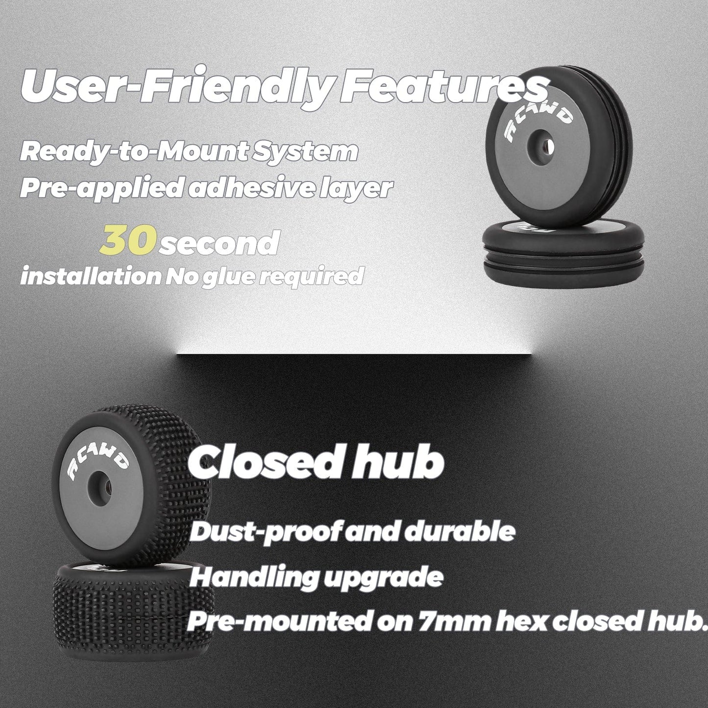 RCAWD Losi 1/24 MICRO-B 2S 2WD RCAWD Micro-B Speck-B Maverick MICROBE Front Rear Wheel Tyres