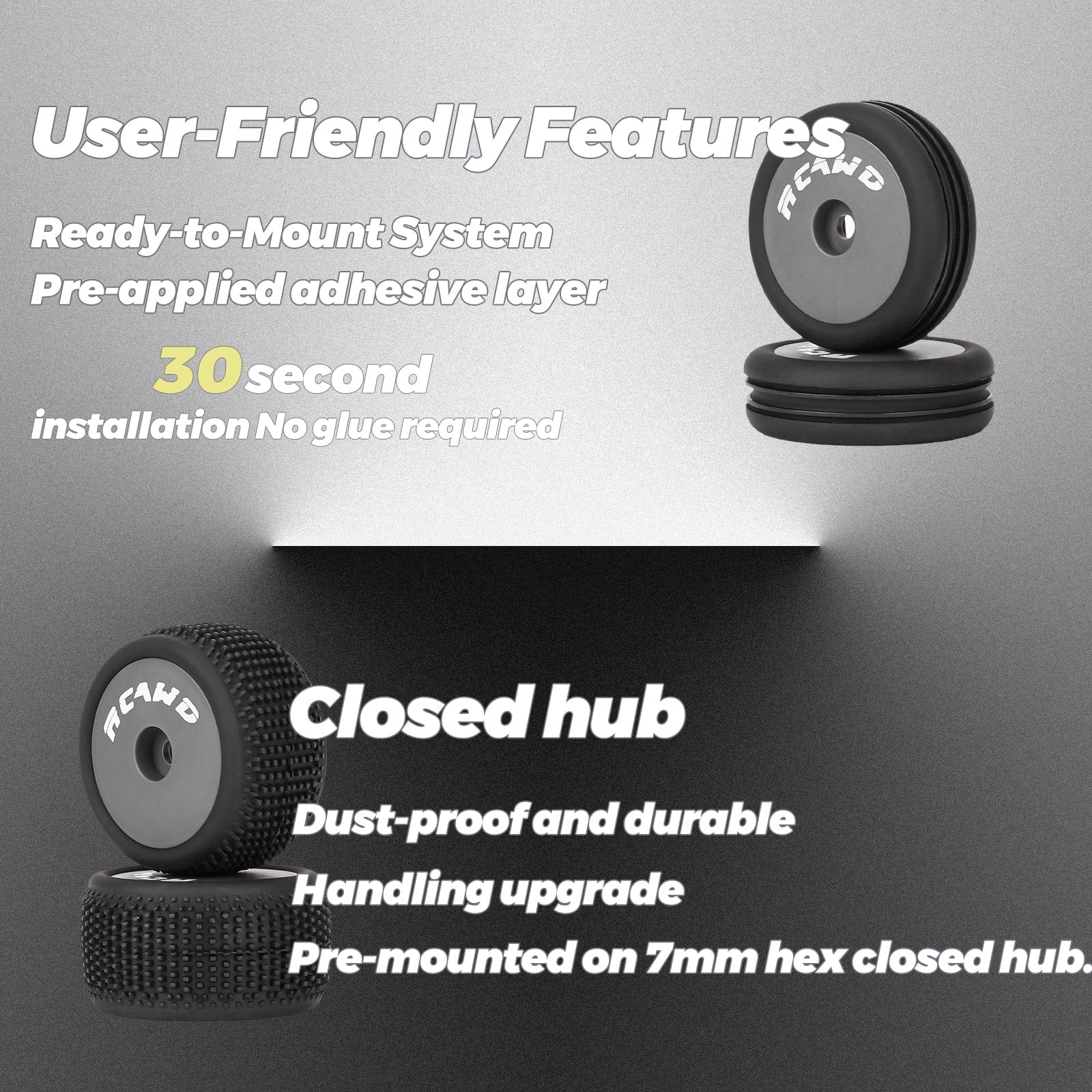 RCAWD Losi 1/24 MICRO-B 2S 2WD RCAWD Micro-B Speck-B Maverick MICROBE Front Rear Wheel Tyres