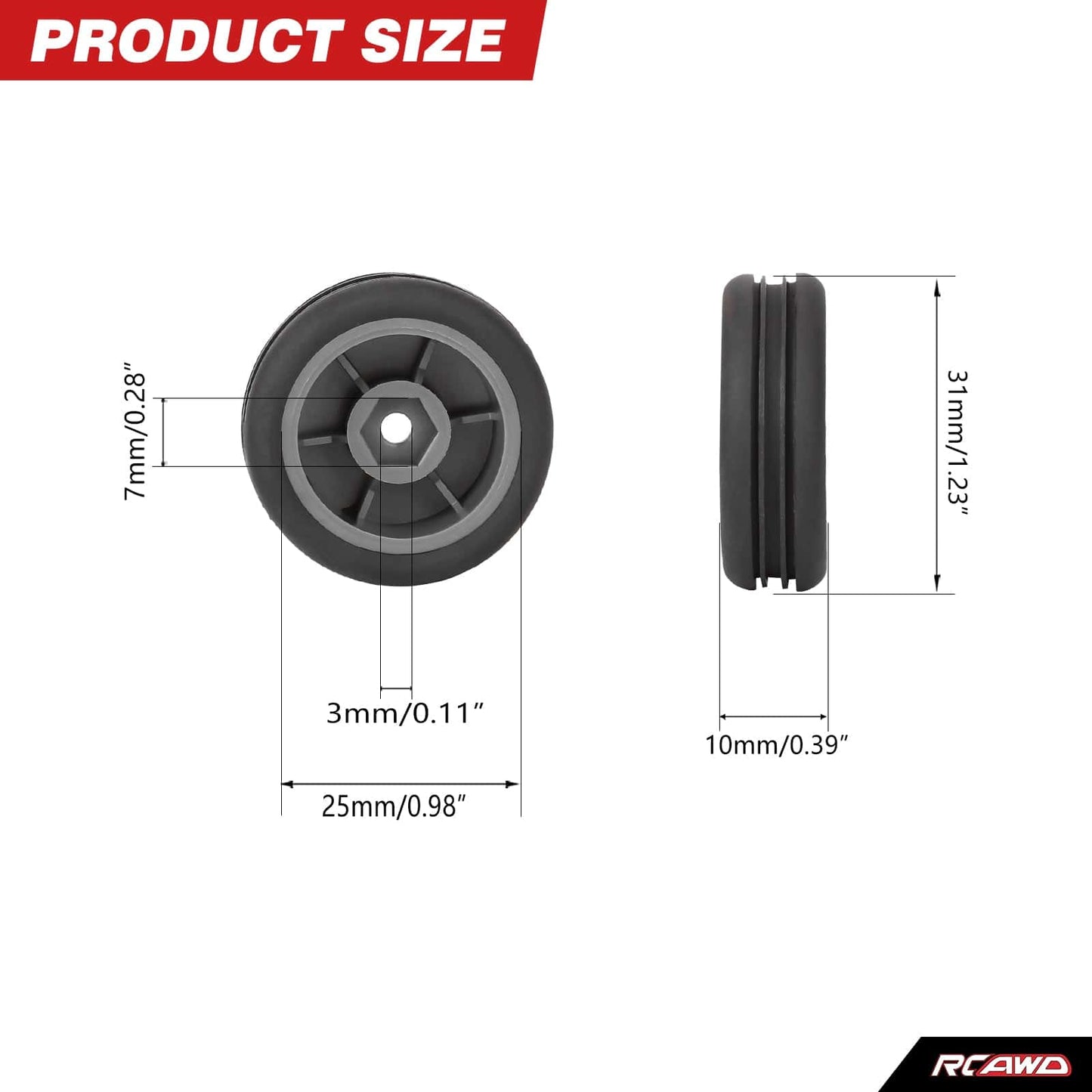 RCAWD Losi 1/24 MICRO-B 2S 2WD RCAWD Micro-B Speck-B Maverick MICROBE Front Rear Wheel Tyres