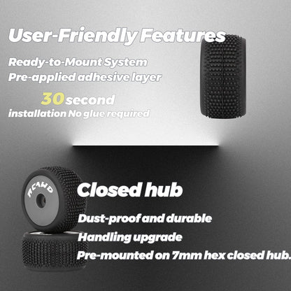 RCAWD Losi 1/28 Micro-T RCAWD LOSI MICRO-T Dedicated Front Rear Pre Glued Wheel Tyres