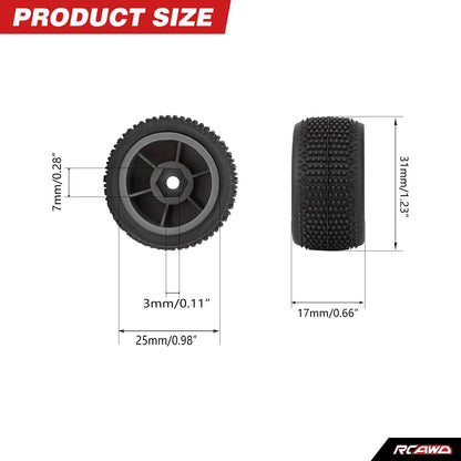 RCAWD Losi 1/28 Micro-T RCAWD LOSI MICRO-T Dedicated Front Rear Pre Glued Wheel Tyres