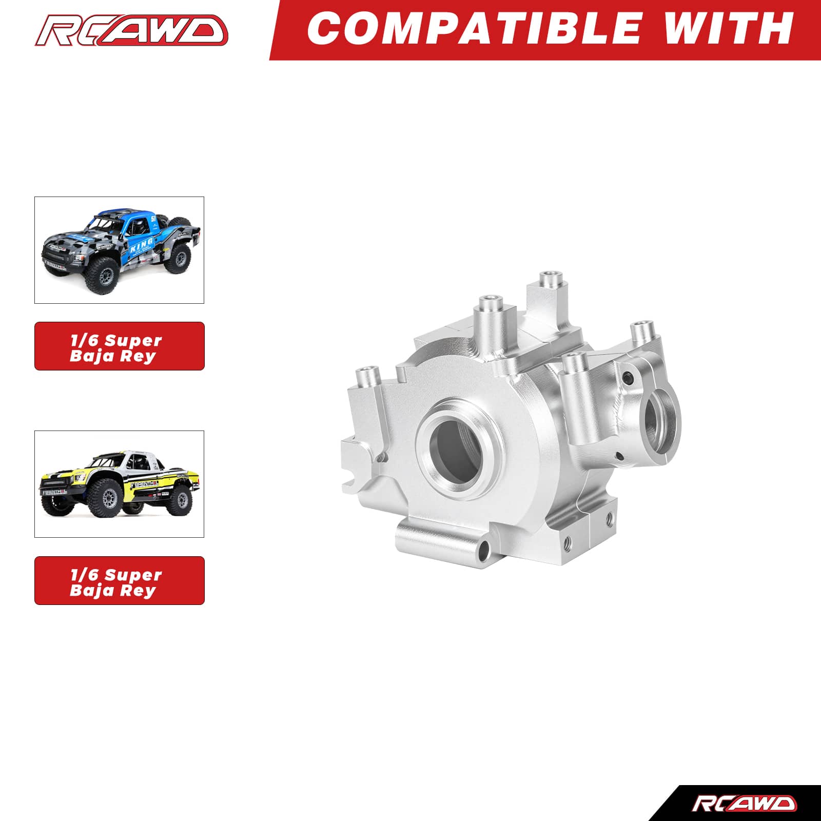 RCAWD Losi 1/6 Super Baja Rey Front Gearbox Bulkhead RCAWD LOSI Super Baja Rey Front Gearbox Bulkhead