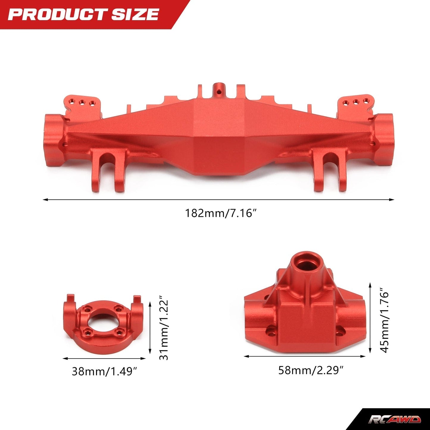 RCAWD LOSI 1/8 LMT RCAWD Losi 1/8 LMT Axle Housing with Spindle Carrier Rear Axle Mount