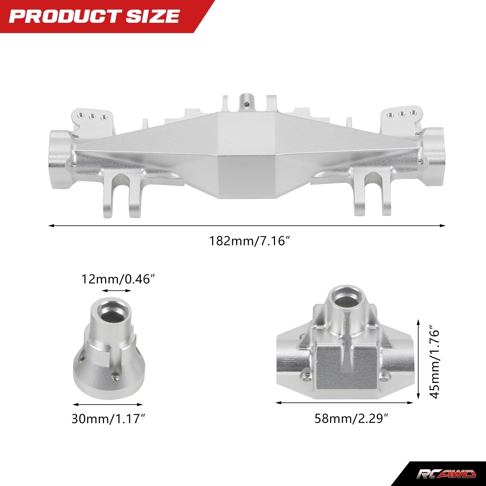 RCAWD LOSI 1/8 LMT RCAWD Losi 1/8 LMT Axle Housing with Spindle Carrier Rear Axle Mount