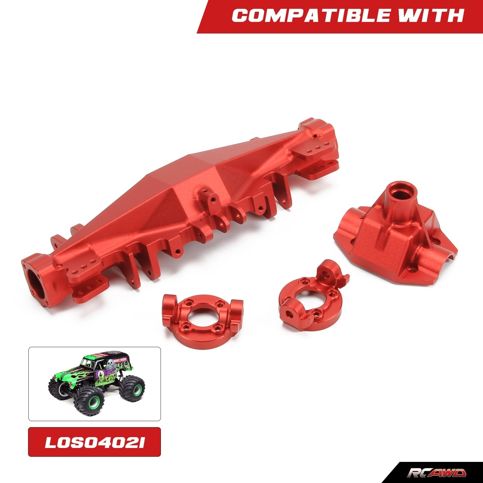 RCAWD LOSI 1/8 LMT RCAWD Losi 1/8 LMT Axle Housing with Spindle Carrier Rear Axle Mount