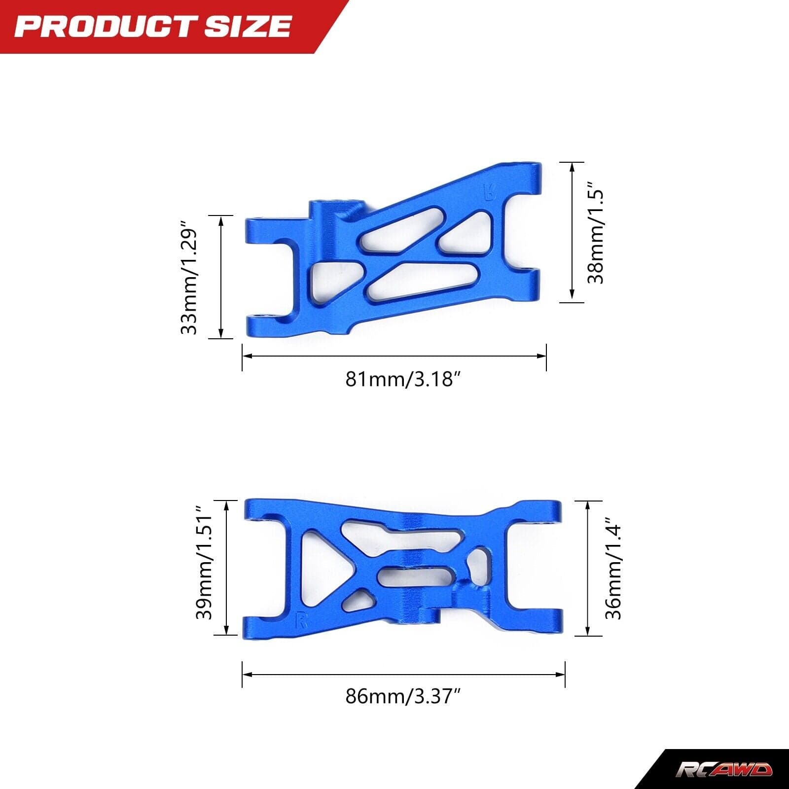 RCAWD Losi 22S RCAWD Losi 22s Upgrades Lower Suspension Arm A-arm set for No Prep Drag Truck