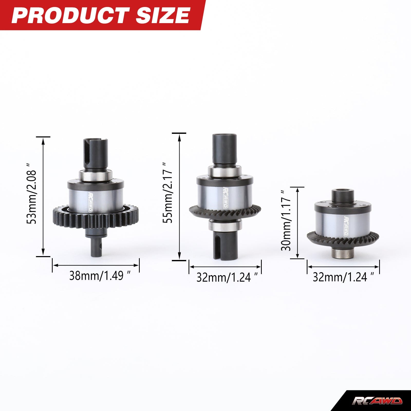 RCAWD LOSI 1/10 Baja Rey Front Center Rear Diff Assemblies