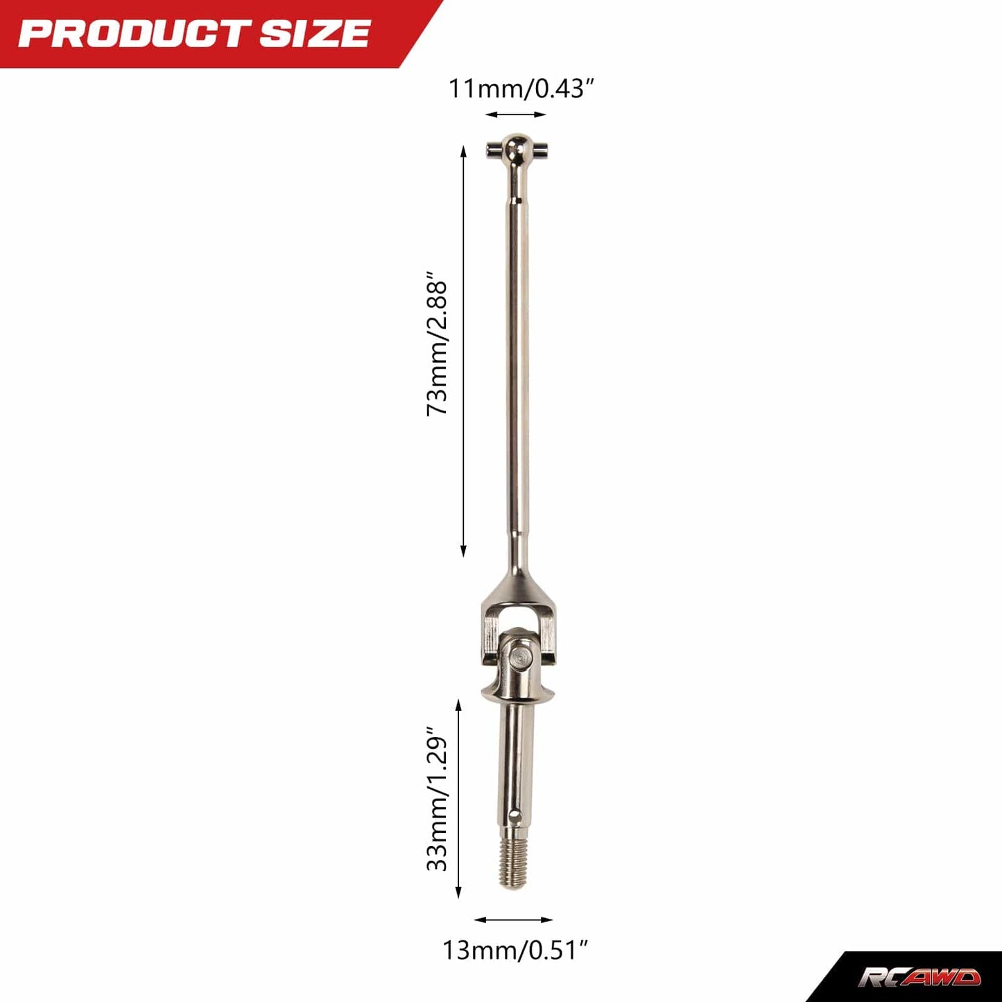 RCAWD Losi Baja Rey #45 steel 130mm Front Axle - RCAWD