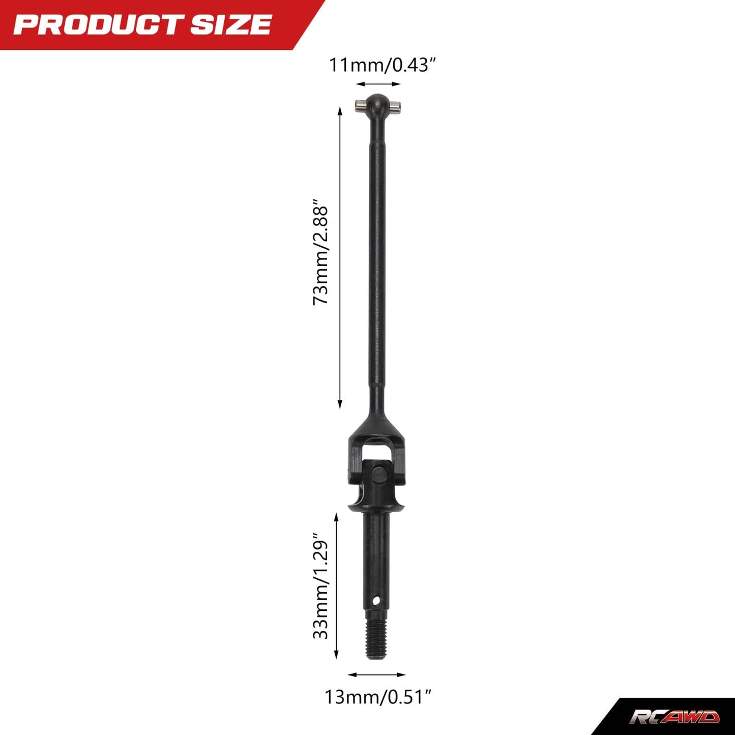 RCAWD Losi Baja Rey #45 steel 130mm Front Axle - RCAWD