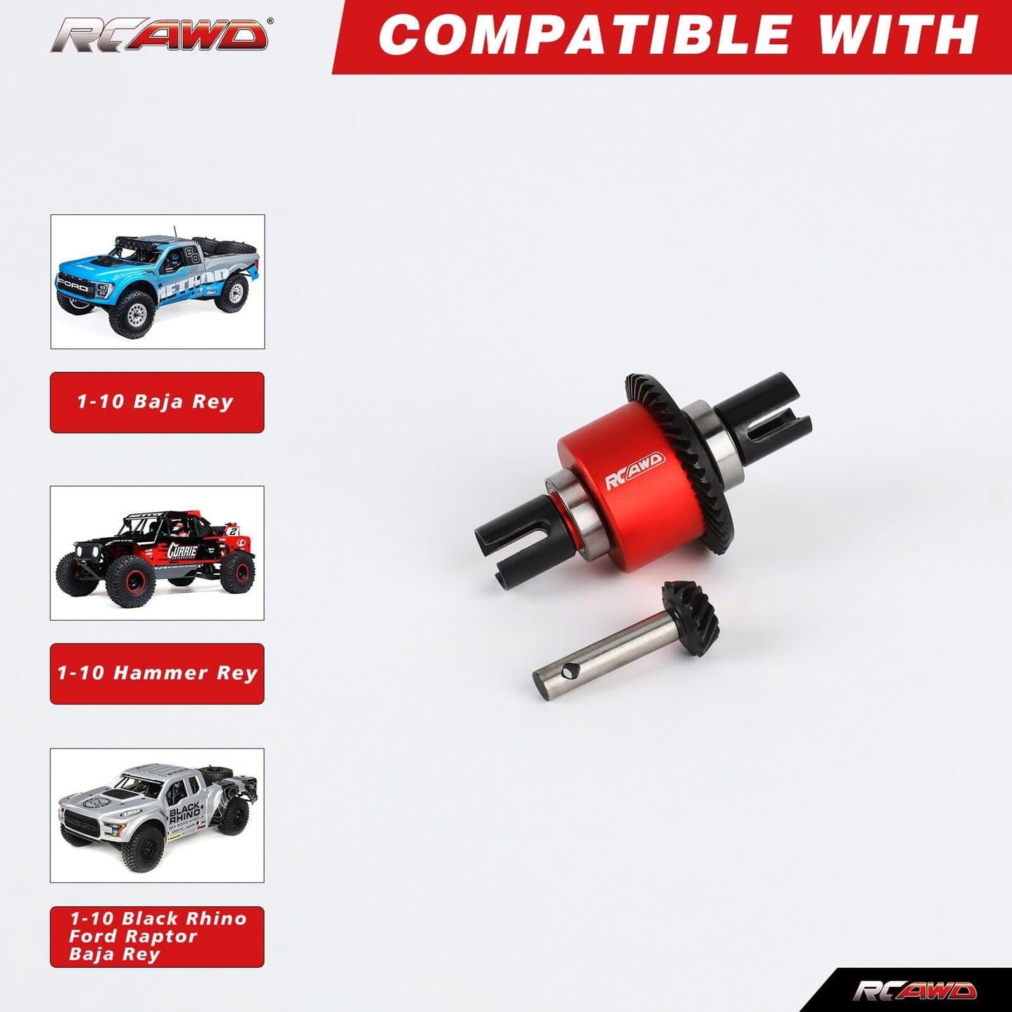 RCAWD Losi Baja Rey 4WD 40T Diff Complete Set with 14T Input Gear - RCAWD