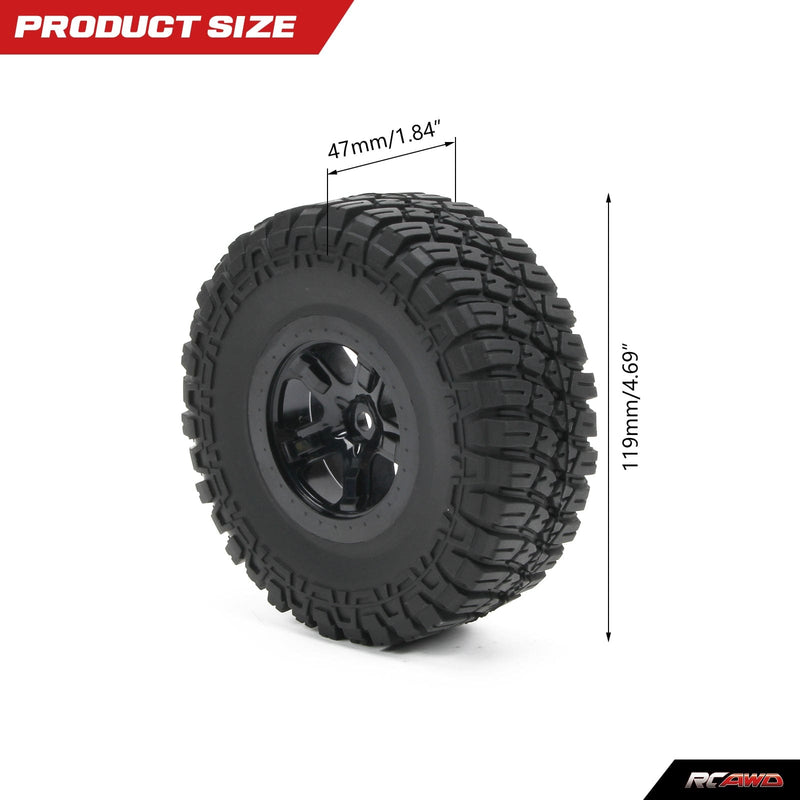 RCAWD 119 *47mm Mounted 5 Spokes Square Tires for Losi Baja Rey - RCAWD