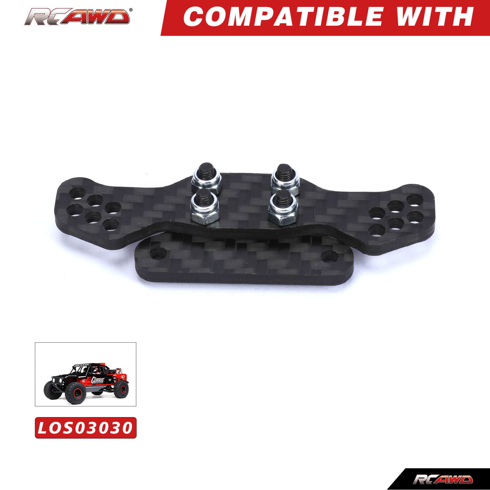 RCAWD losi baja rey Black RCAWD Losi Baja Rey Hammer Rey upgrades Carbon fiber front shock tower extended shock stroke