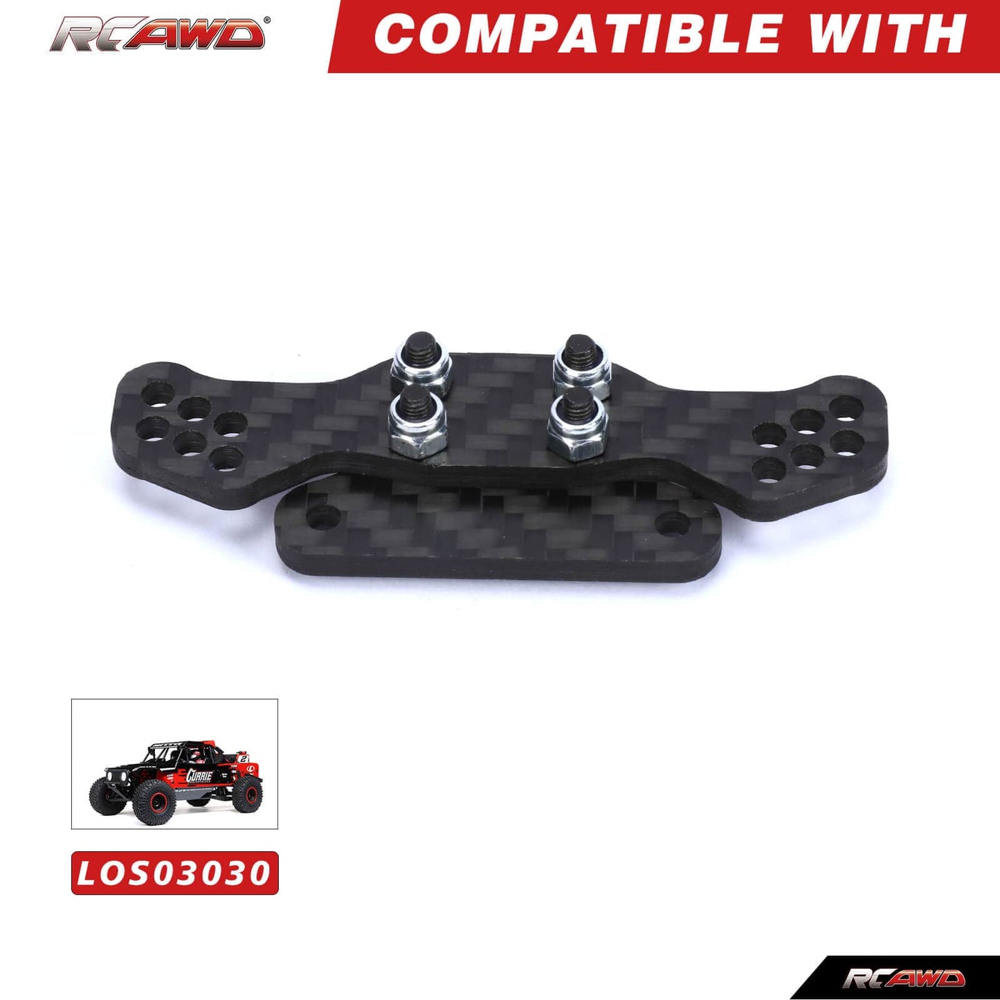 RCAWD losi baja rey Black RCAWD Losi Baja Rey Hammer Rey upgrades Carbon fiber front shock tower extended shock stroke