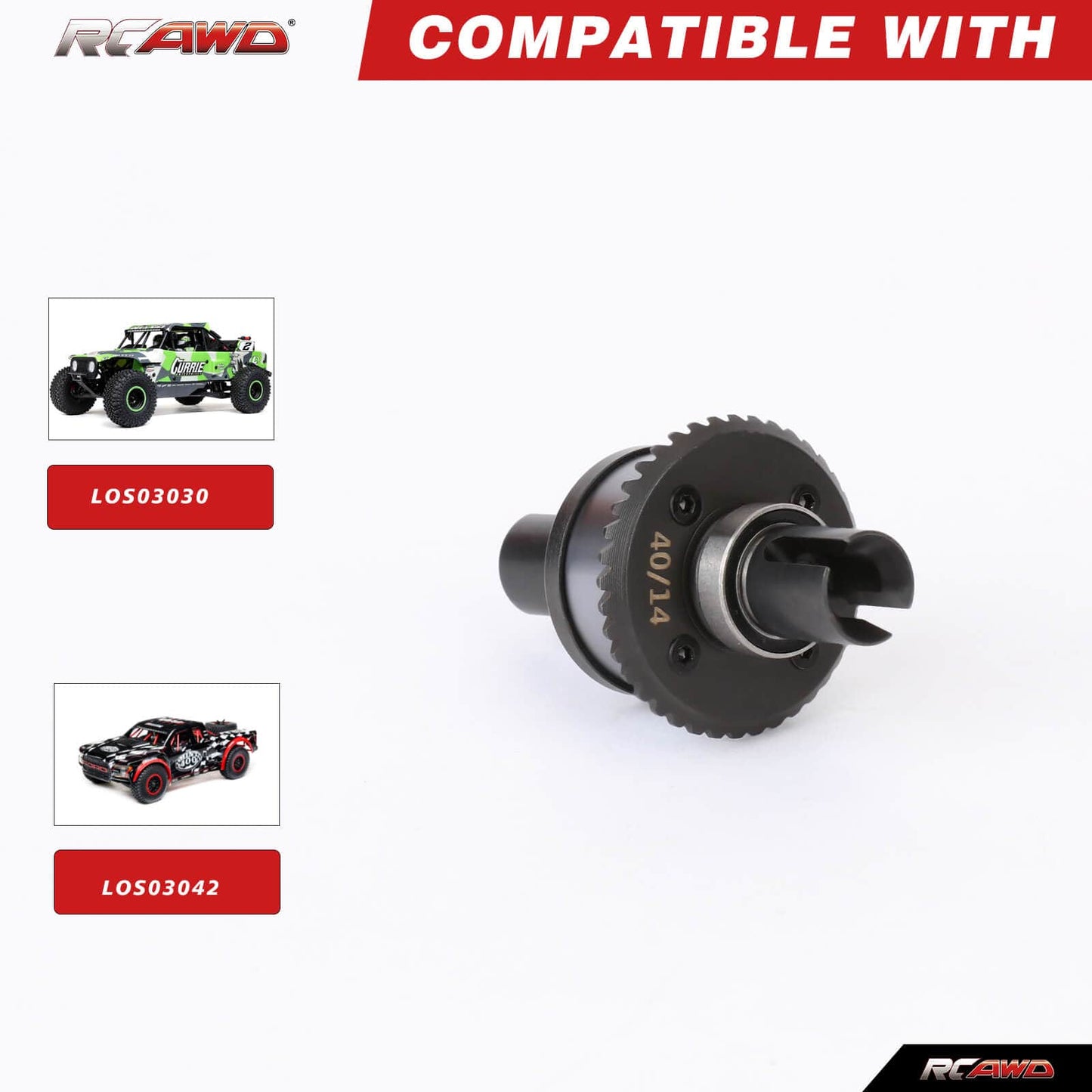 RCAWD losi baja rey Front Differential Assemblies RCAWD 40T 14T Front Differential Assemblies Set For Losi 1/10 Series