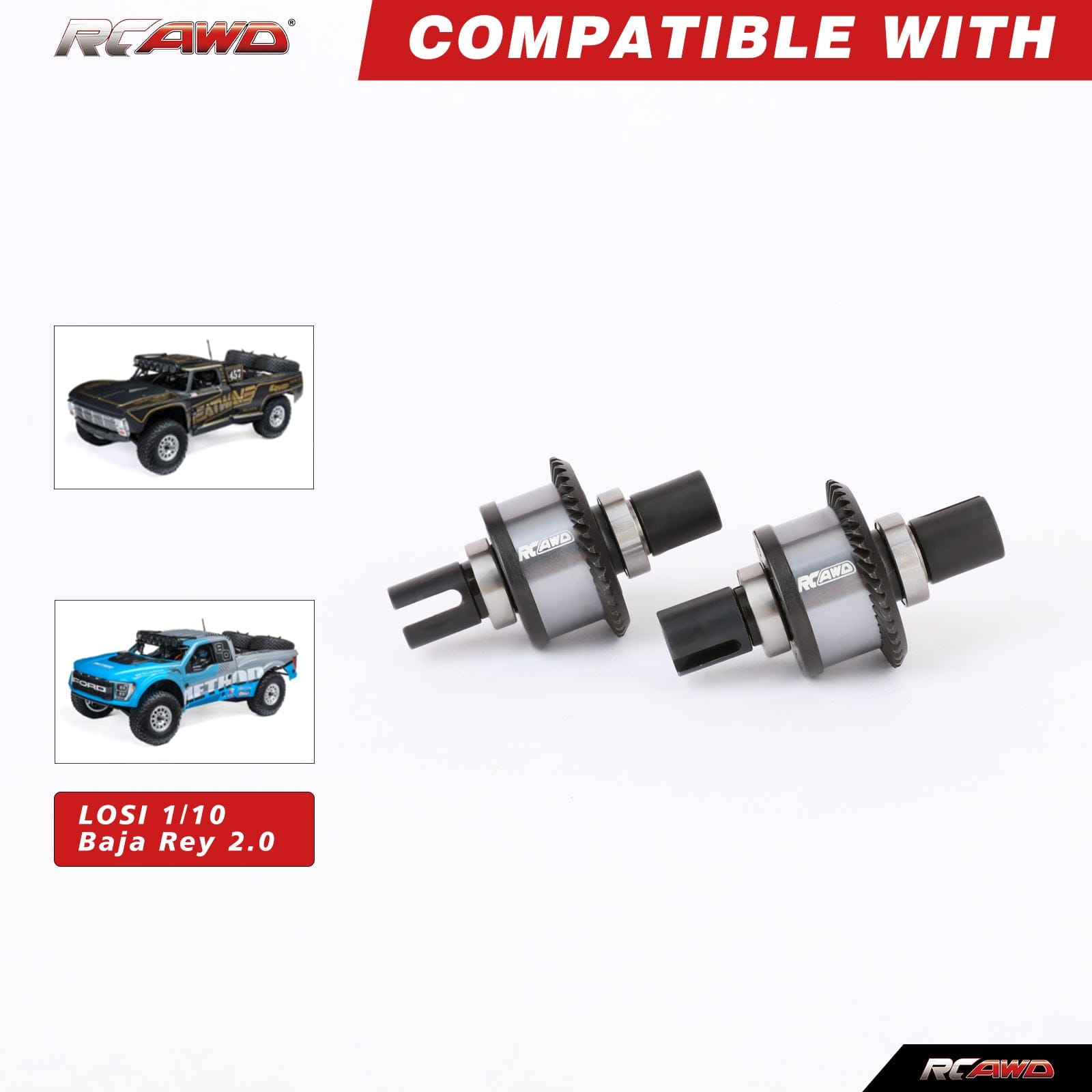 RCAWD losi baja rey Front Differential Assemblies RCAWD Losi 1/10 Baja Rey 2.0 40T 14T Front Differential Assemblies Set