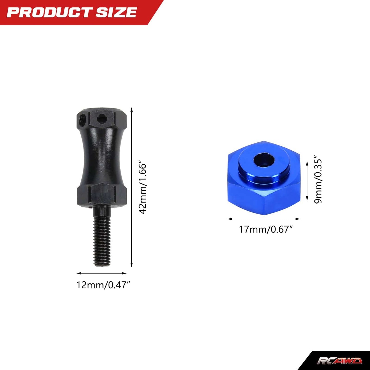 RCAWD Losi Baja Rey Hammer Rey Upgrades Lengthen 15mm to 17mm Hex - RCAWD