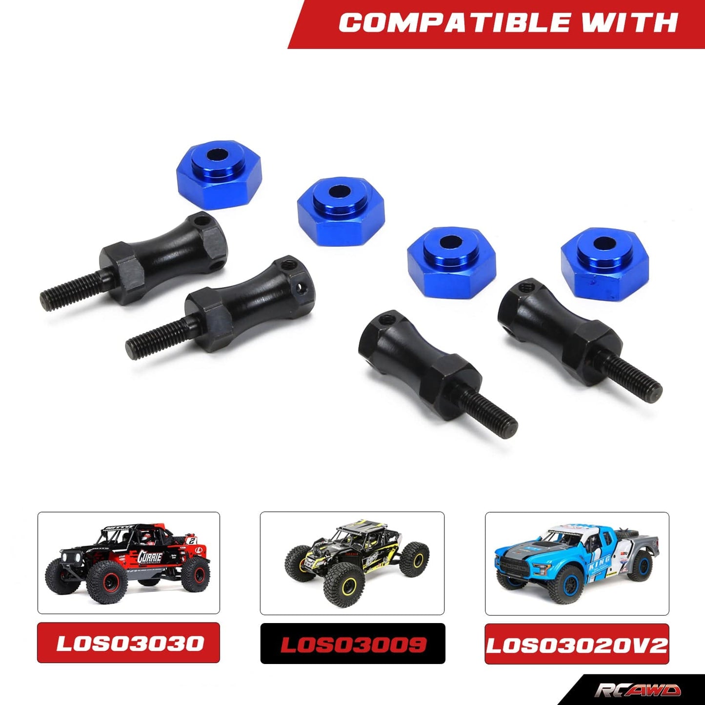 RCAWD Losi Baja Rey Hammer Rey Upgrades Lengthen 15mm to 17mm Hex - RCAWD