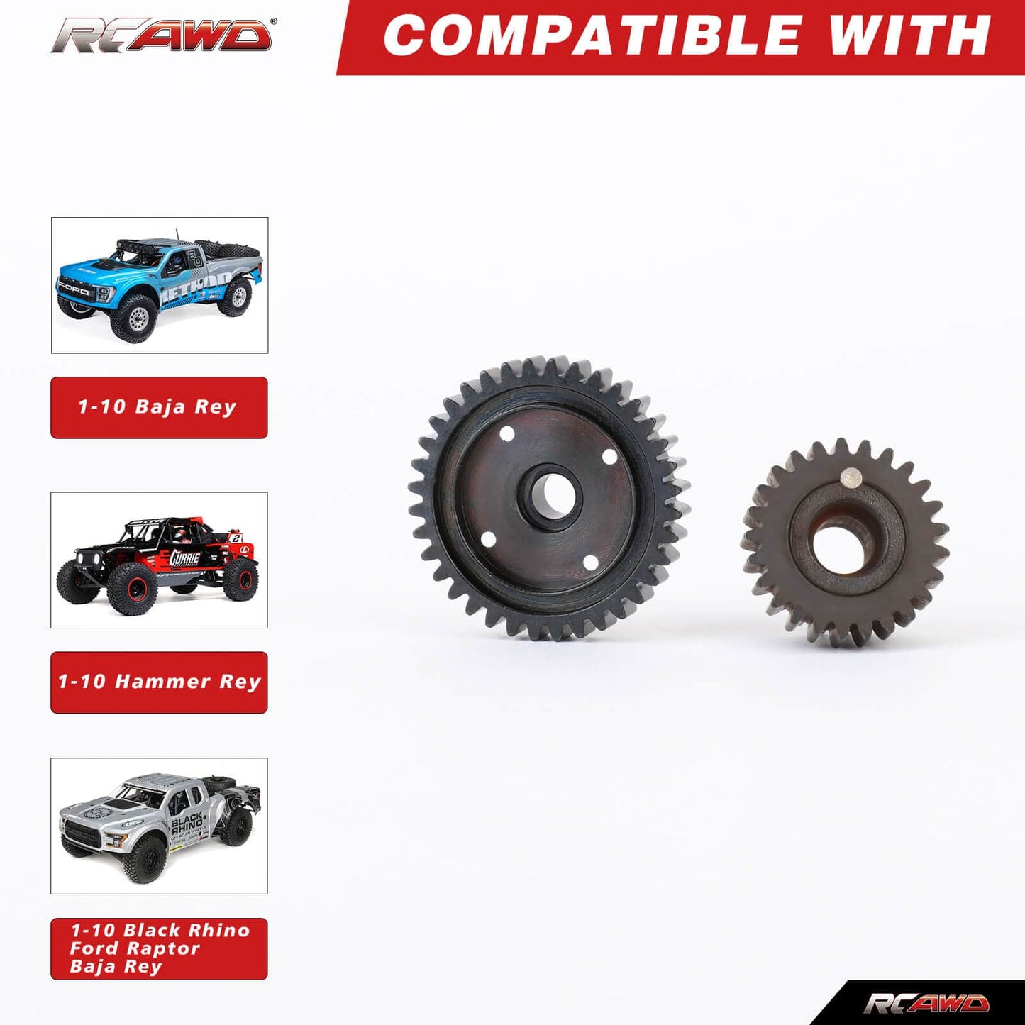 RCAWD losi baja rey RCAWD 36T Steel Center Differential Reduction Spur Gear Set For Losi 1/10 Baja Rock Hammer Rey