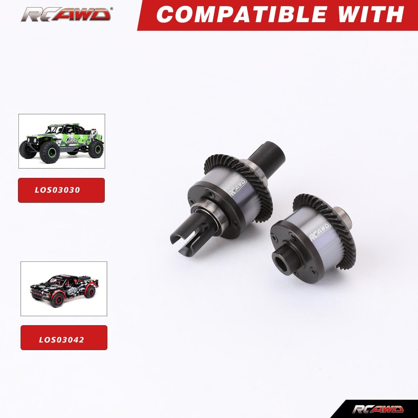 RCAWD losi baja rey RCAWD 40T 14T Rear Differential Assemblies Set For Losi 1/10 Baja Rock Hammer Rey