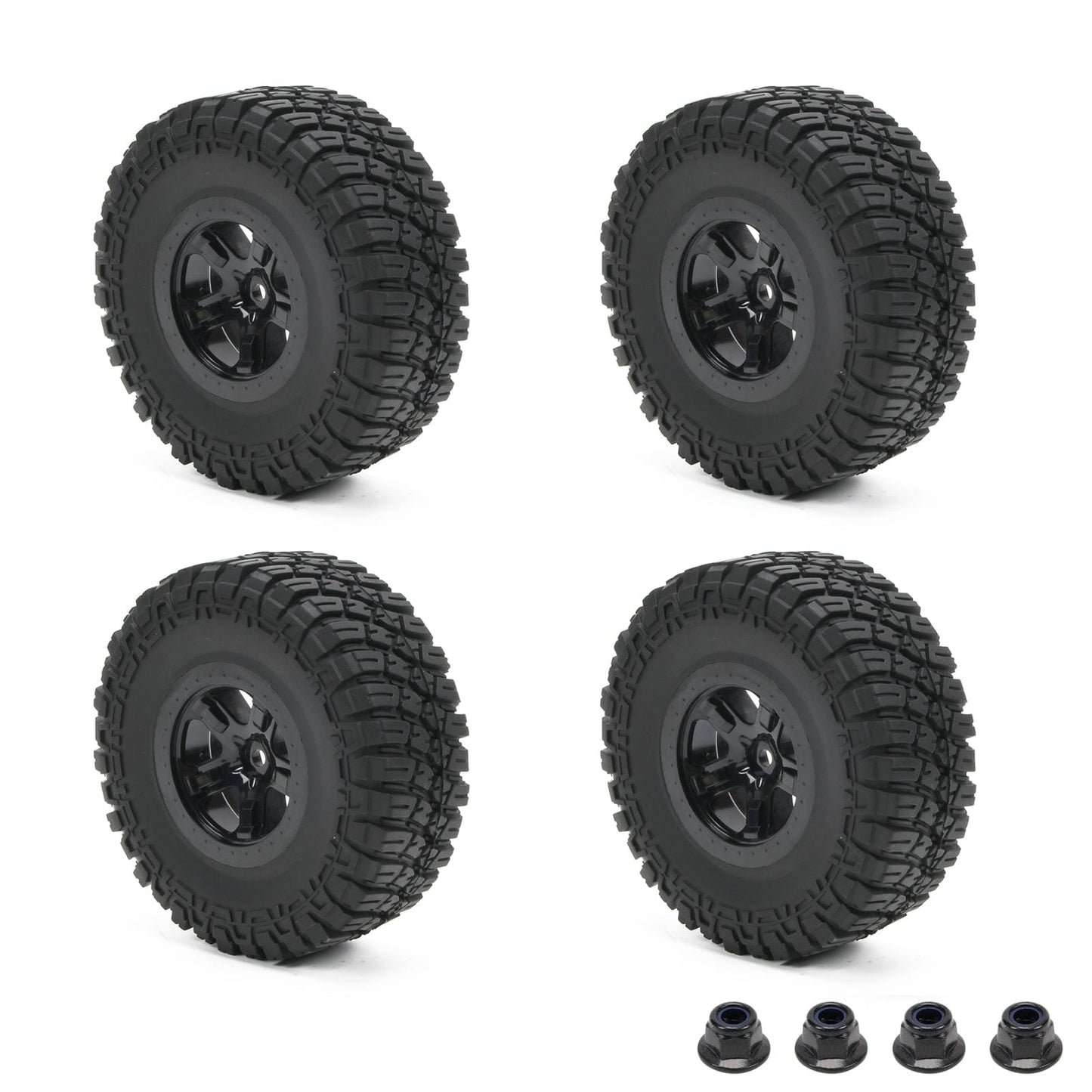 RCAWD losi baja rey RCAWD Losi Baja Rey Tires 119 *47mm Pre-glued 5 Spokes Square Pattern 4pcs