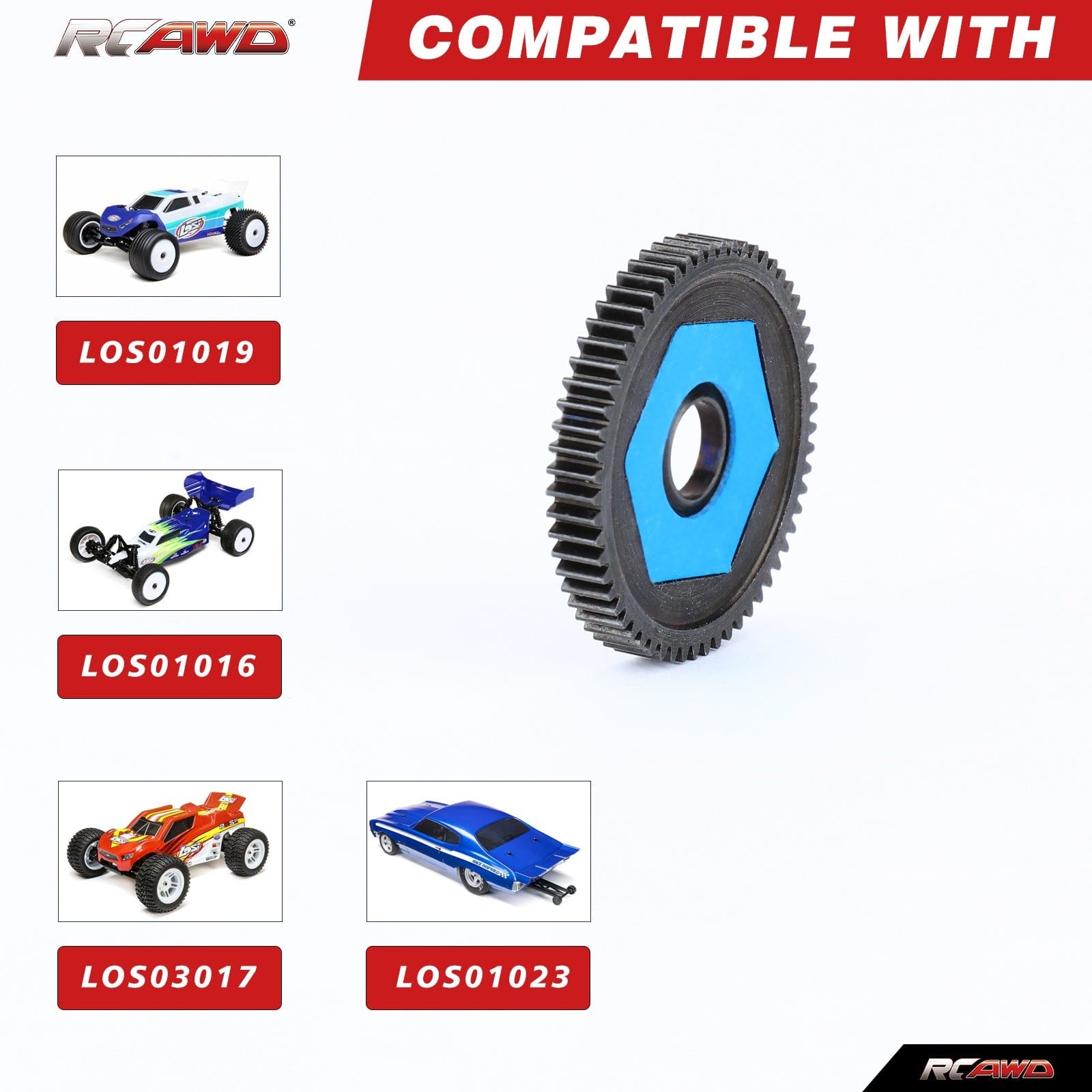 RCAWD Losi Mini - B Mini - T Upgrades 2.0 Version 60T Spur Gear with Slipper Pads - RCAWD