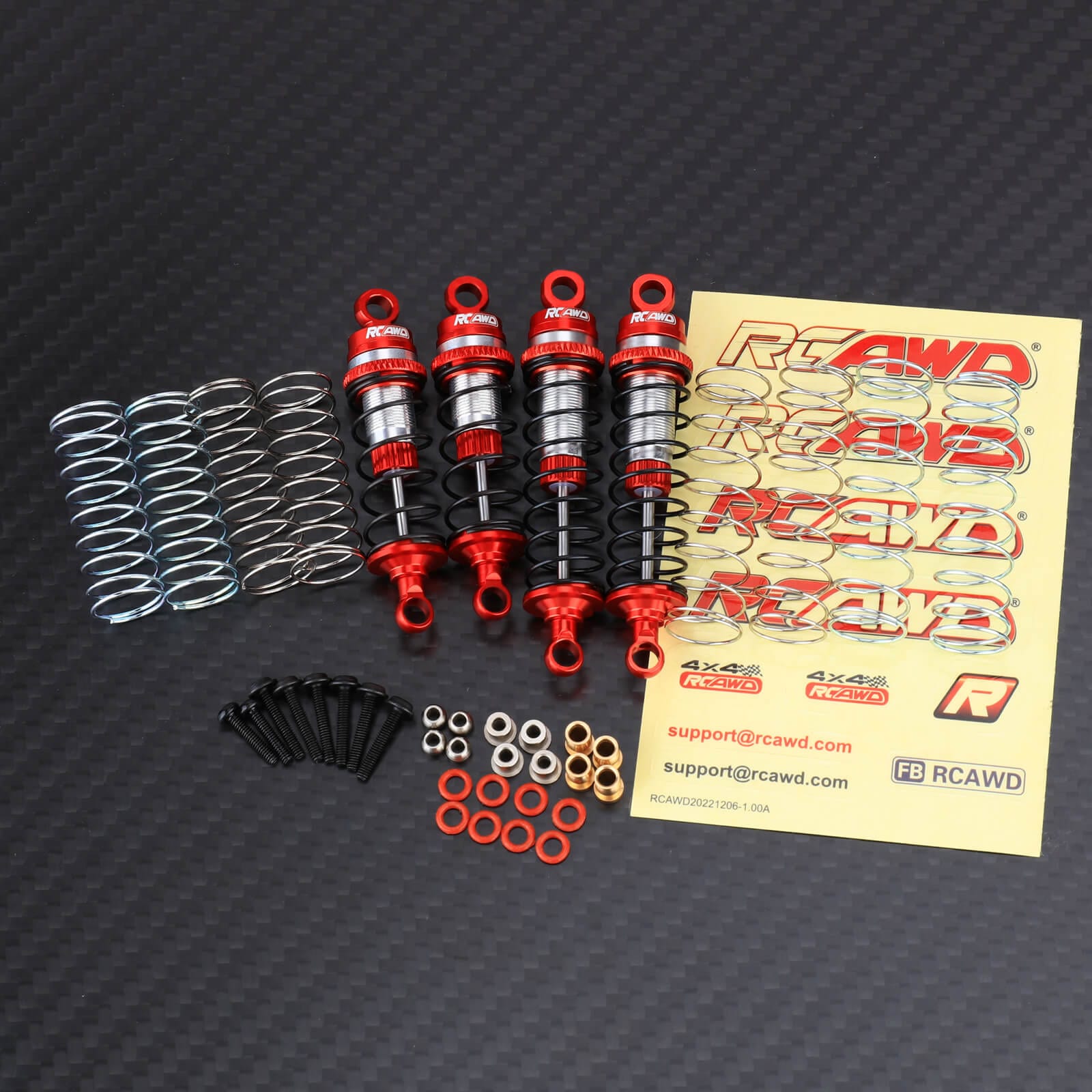 RCAWD LOSI MINI Full Set-Red RCAWD LOSI mini-B mini-T Shock Absorber Damper Oil Filled Type 2.0 Version