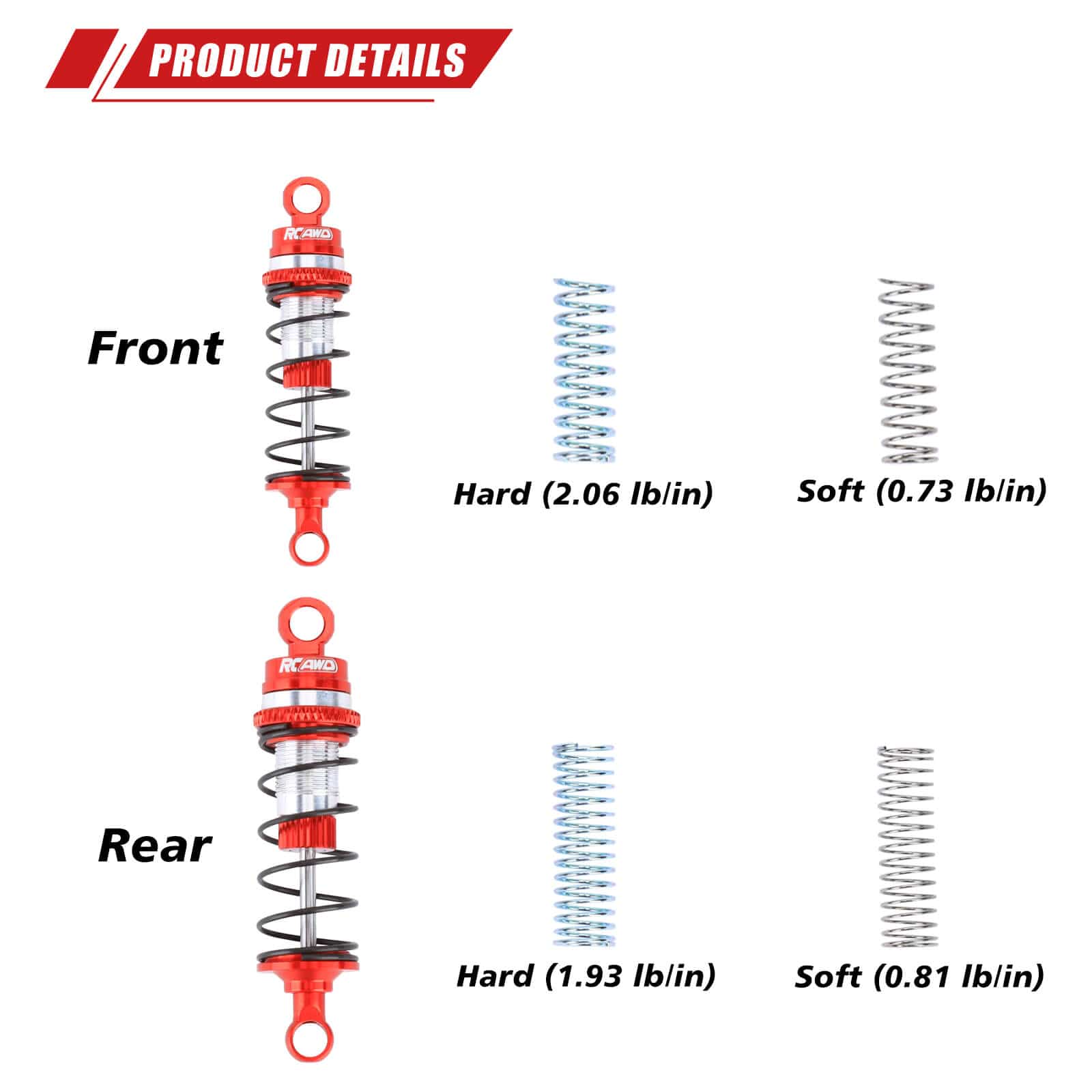 RCAWD LOSI MINI RCAWD LOSI mini-B mini-T Shock Absorber Damper Oil Filled Type 2.0 Version