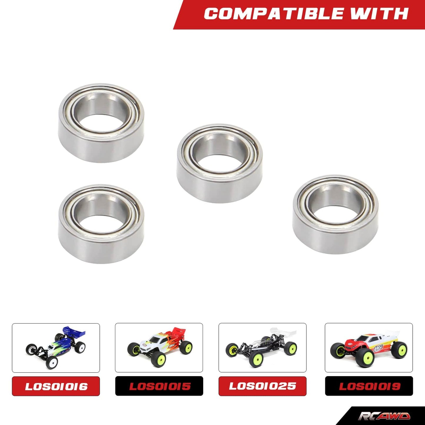 RCAWD LOSI MINI Silver RCAWD Losi Mini-B Mini-T Upgrades 4 x 7 x 2.5mm Ball Bearing 4pcs