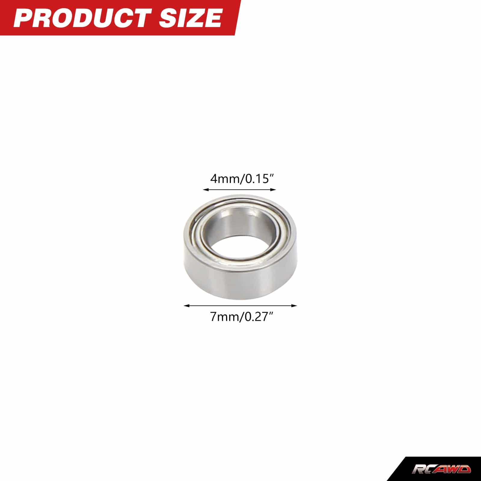 RCAWD LOSI MINI Silver RCAWD Losi Mini-B Mini-T Upgrades 4 x 7 x 2.5mm Ball Bearing 4pcs