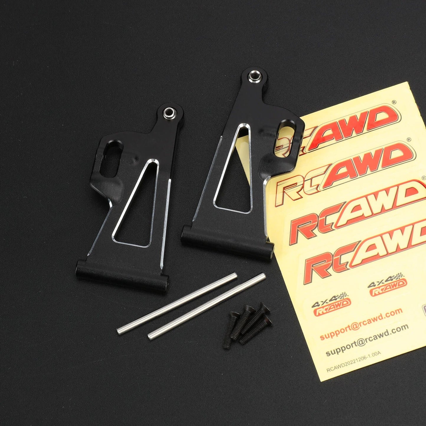 RCAWD mjx Front Lower Suspension arm Set / Black RCAWD Hyper Go Full Aluminum Suspension Arm Set With Steering knuckle