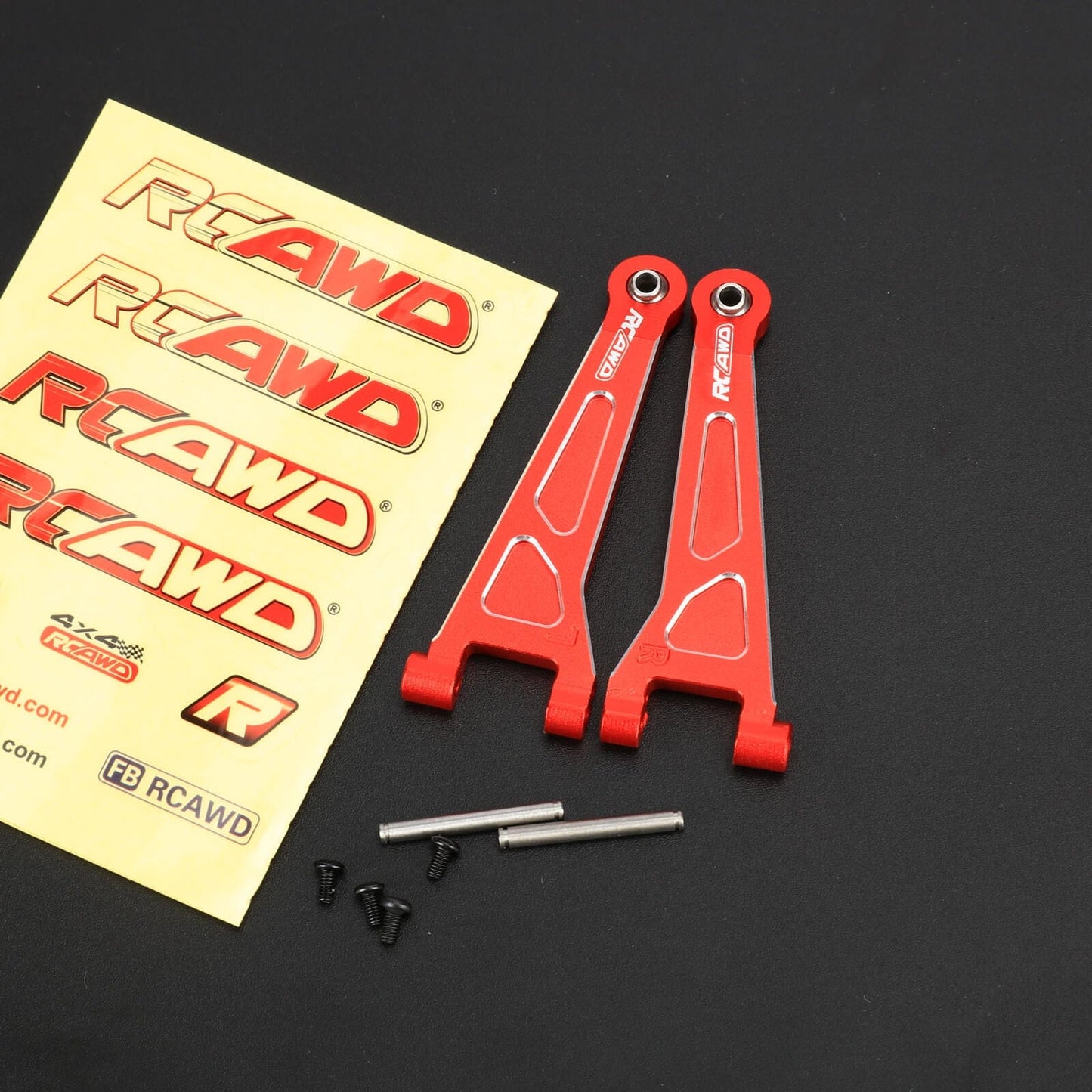 RCAWD mjx Front Upper Suspension arm Set / Red RCAWD Hyper Go Full Aluminum Suspension Arm Set With Steering knuckle