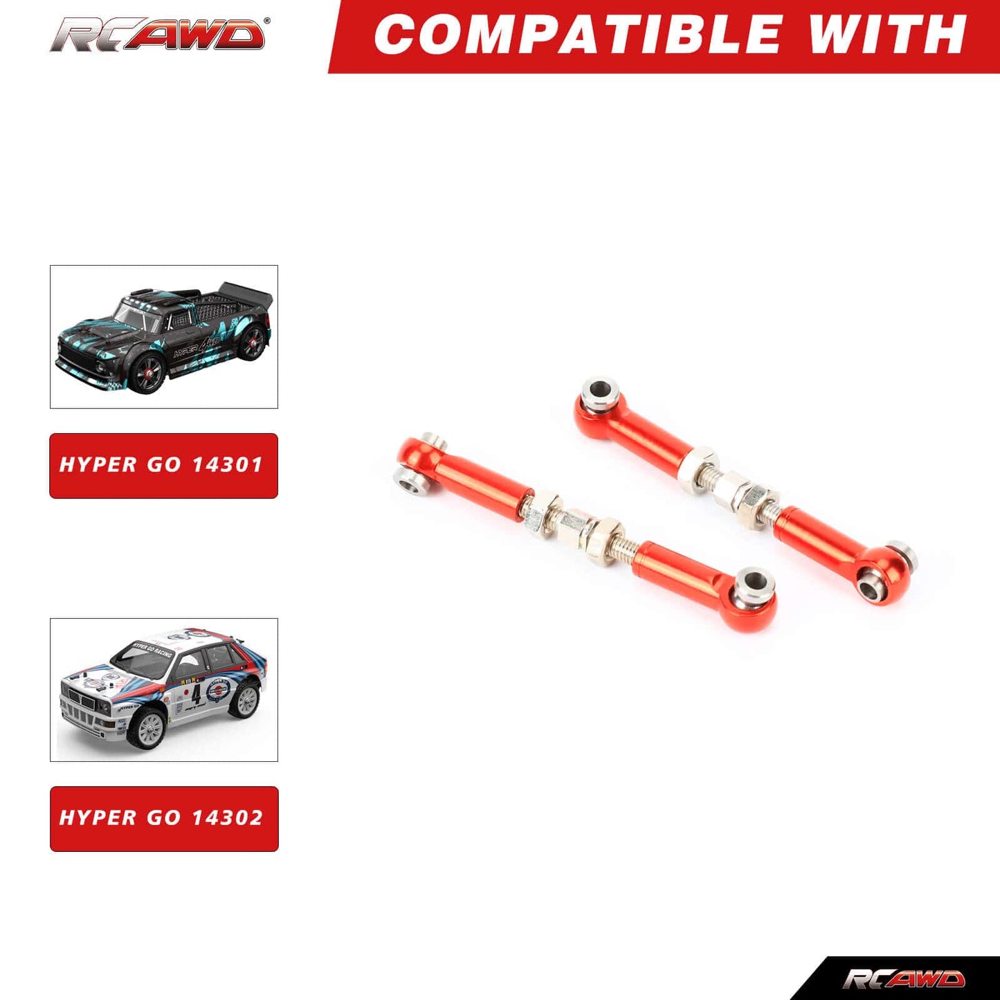 RCAWD mjx RCAWD Hyper Go 14210 14209 Full Aluminum Steering Linkages Set
