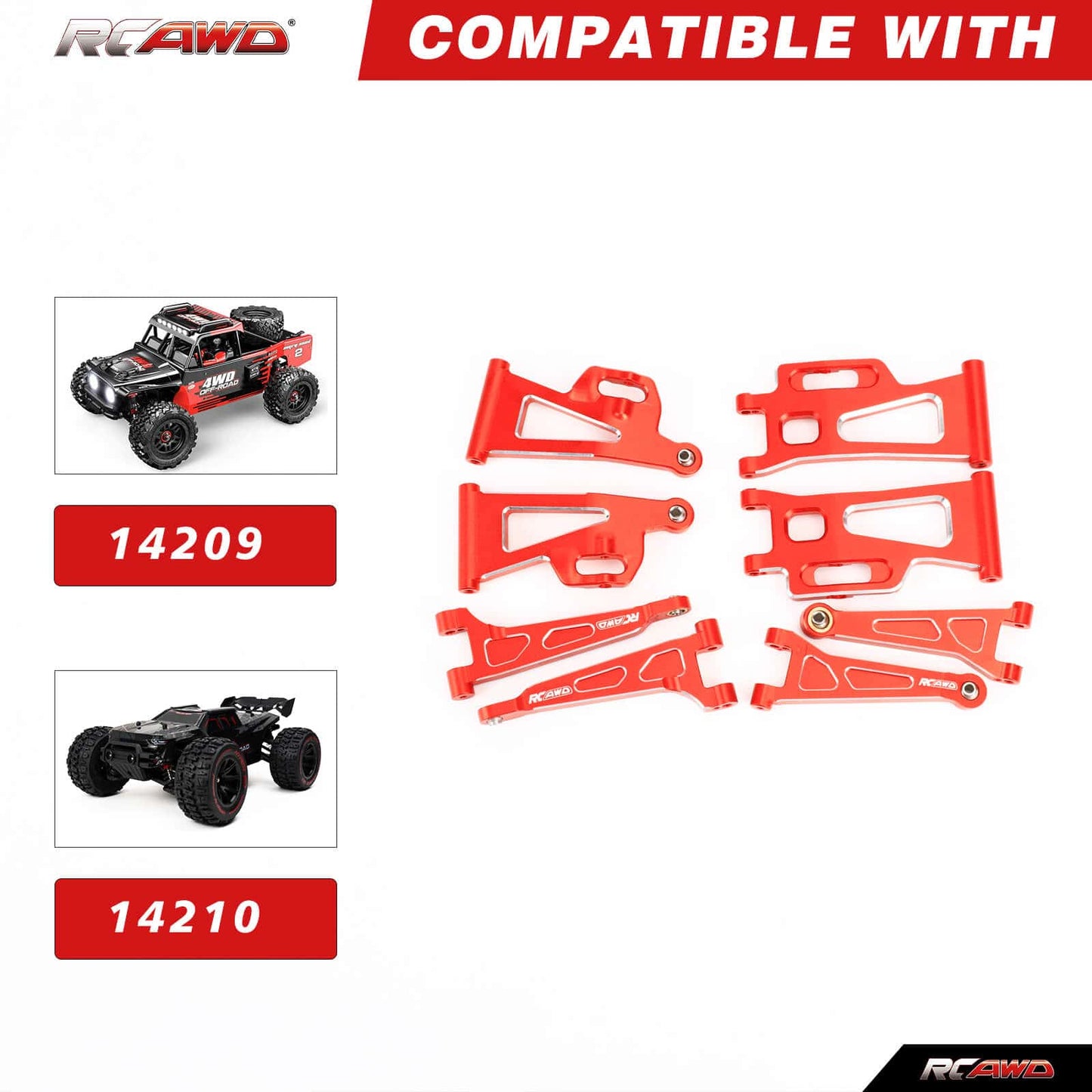 RCAWD mjx RCAWD Hyper Go 14210 14209 Full Aluminum Suspension Arm Set