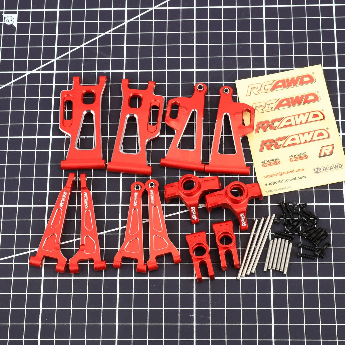 RCAWD mjx RCAWD Hyper Go Full Aluminum Suspension Arm Set With Steering knuckle