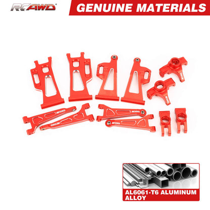 RCAWD mjx RCAWD Hyper Go Full Aluminum Suspension Arm Set With Steering knuckle