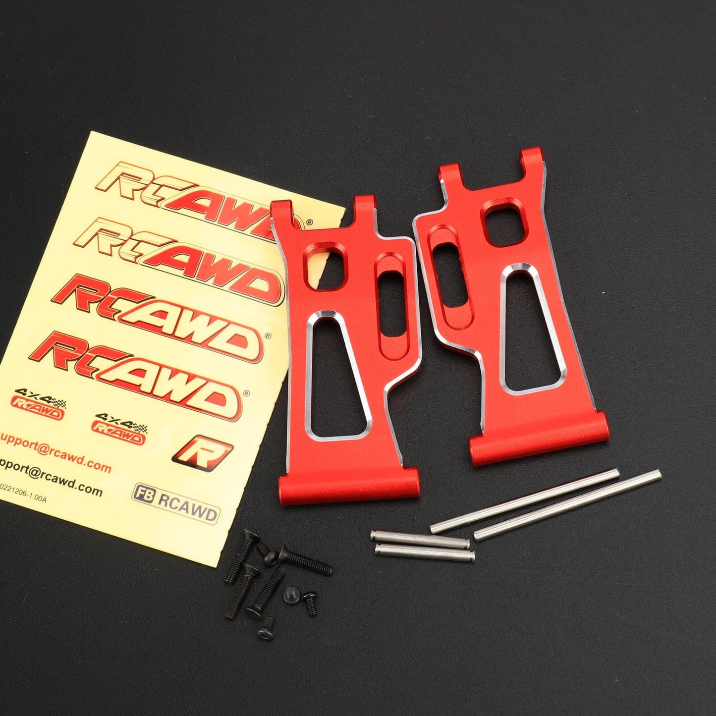 RCAWD mjx Rear Lower Suspension arm Set / Red RCAWD Hyper Go Full Aluminum Suspension Arm Set With Steering knuckle